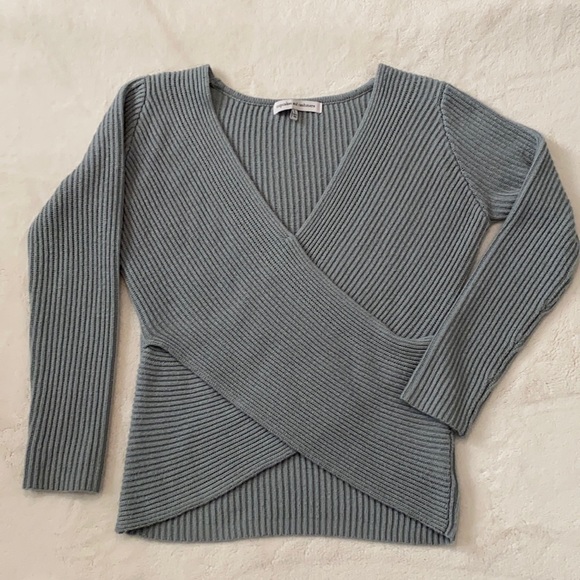 Cupcakes & Cashmere Gray Wrap Sweater Size L - Picture 3 of 13